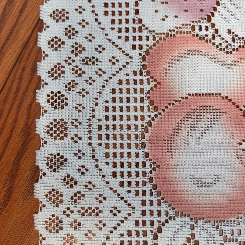 Vintage White Lace Table Runner Fruit Cottagecore Scalloped Edge 57 Inch